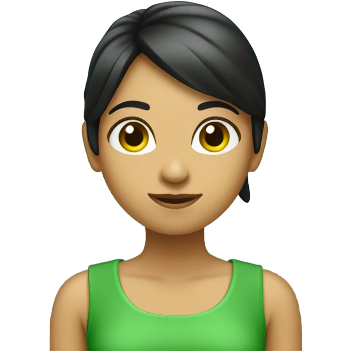 Chica con camisa negra y la palabra Galery en verde  emoji