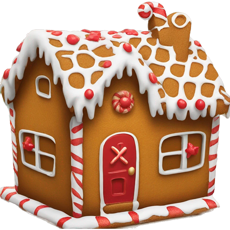 Gingerbread house with red decorations emoji