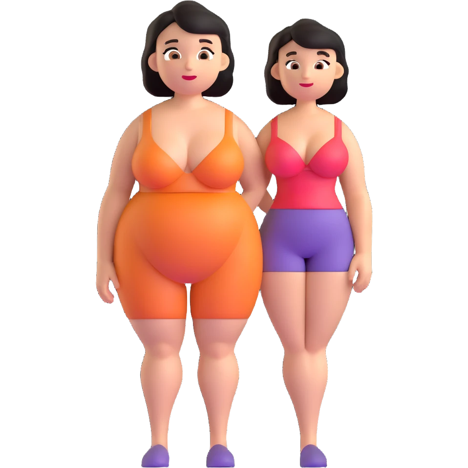 cartoon woman with exaggerated proportions, large chest emoji