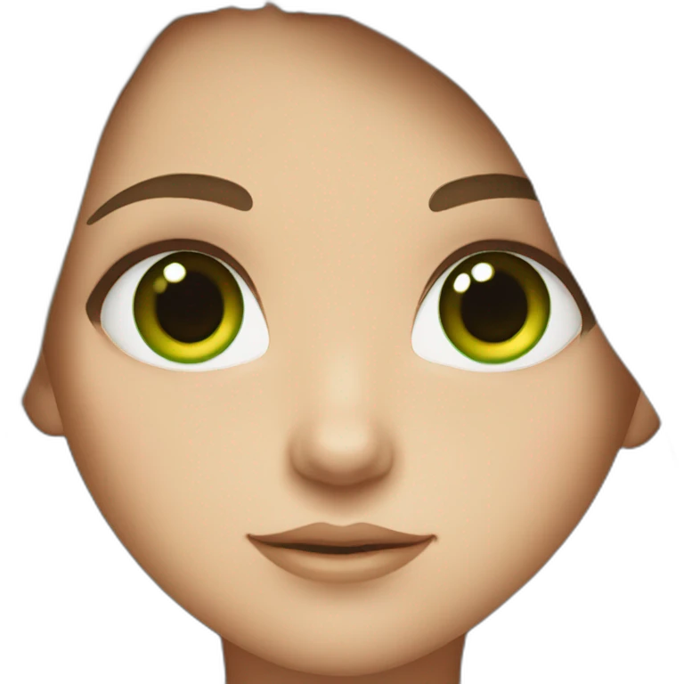 girl with brown hair big green eye emoji