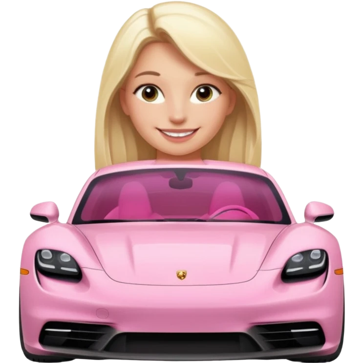 pink Porsche taycan with blonde girl emoji