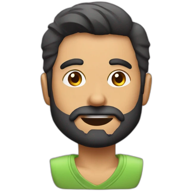 Chico sin pelo con barba y camara de fotos emoji