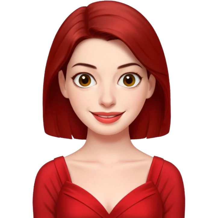 Anne Hathaway in red dress, cute emoji
