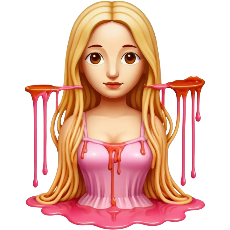  SPAM meat melted pink dripping sauce spaghetti dress monalisa portrait emoji