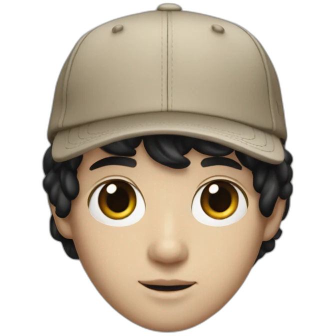 guy with white skin burberry cap and black mid-length hair emoji