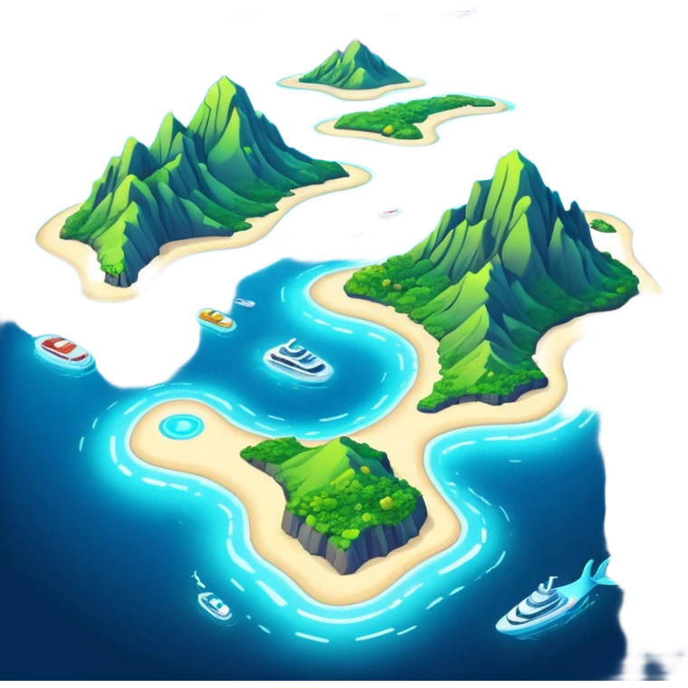 futuristic sea map with islands and a route  emoji