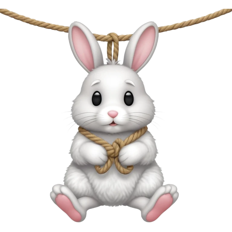 A bunny hanging tightly from a rope  emoji