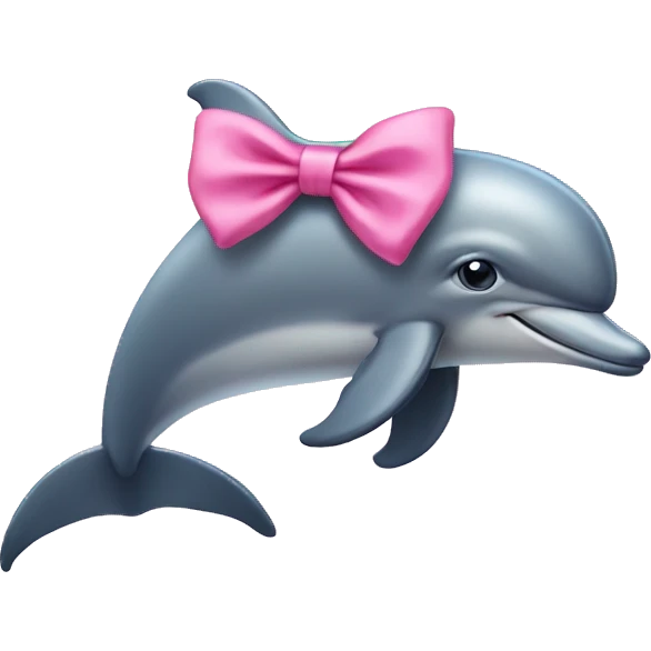 Dolphin wearing a pink bow emoji