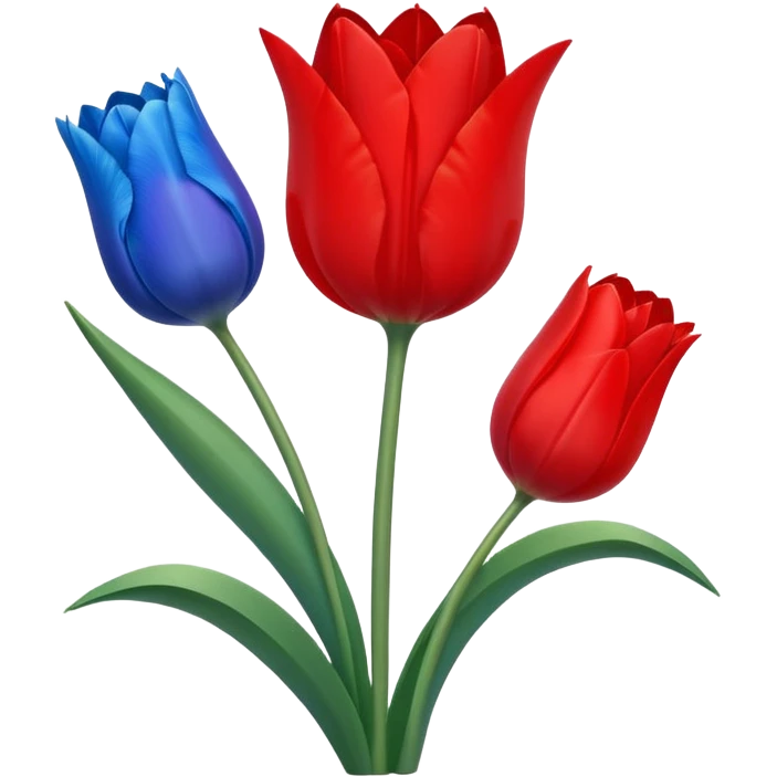 Half red moon and blue tulip emoji