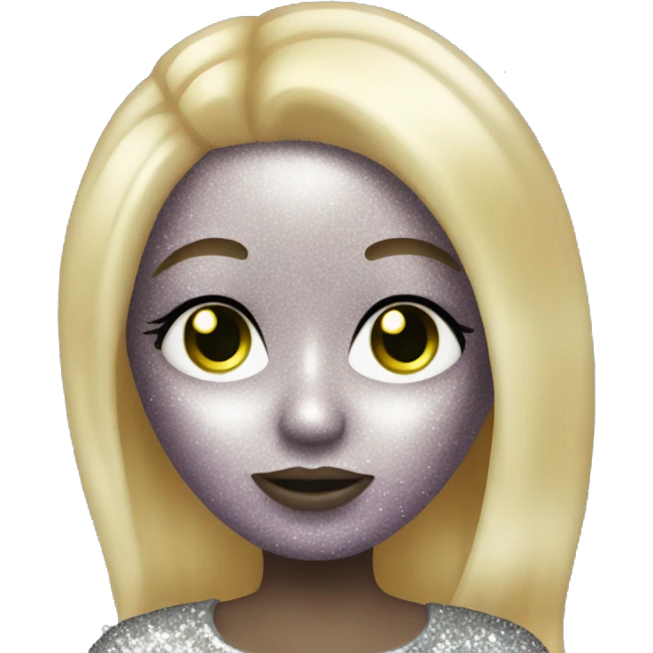 alien with blonde hair and glitter on the face emoji