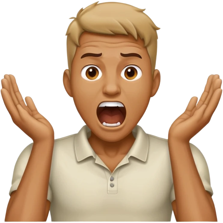 man yelling while holding his neck with his two hands  emoji