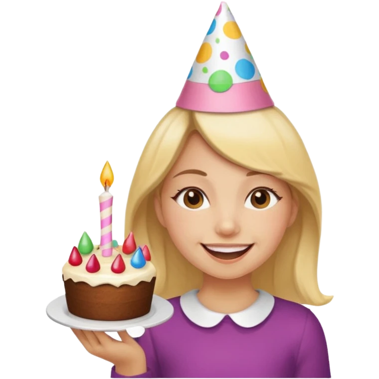 A girl in a cake happy birthday emoji