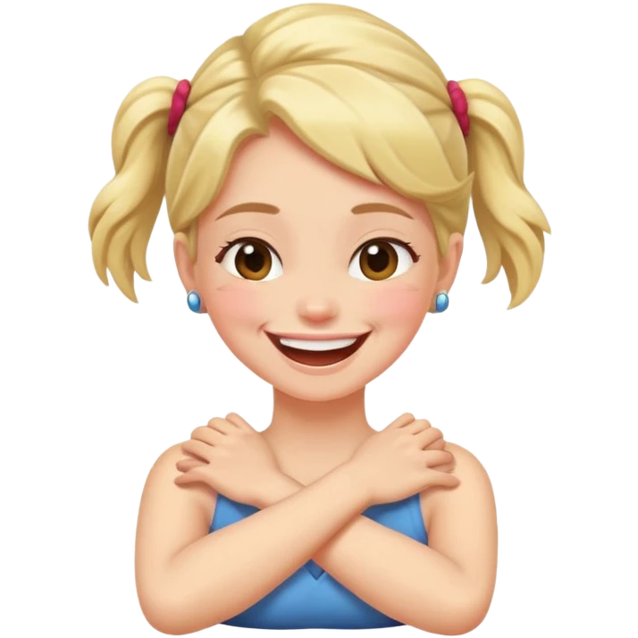 Arms crossed holding neck laughing girl  emoji