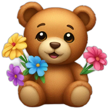 Teddy with flowers  emoji