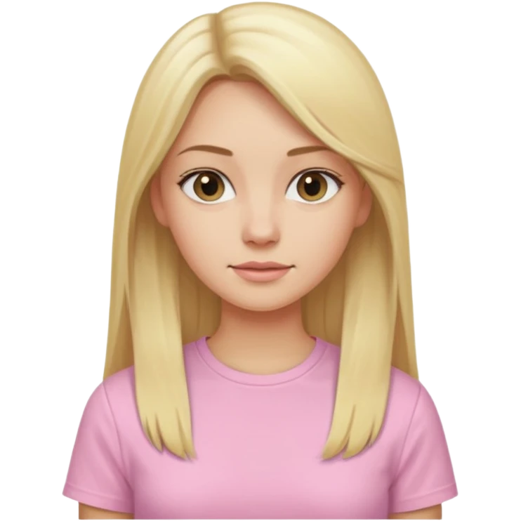 Chicago blanca, rubia cabello largo lacio con una camisa rosa pastel emoji