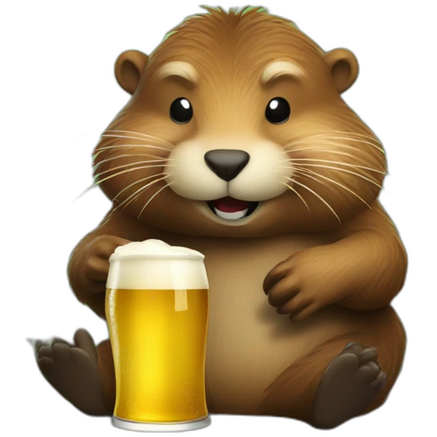 beaver using computer and drinking beer emoji