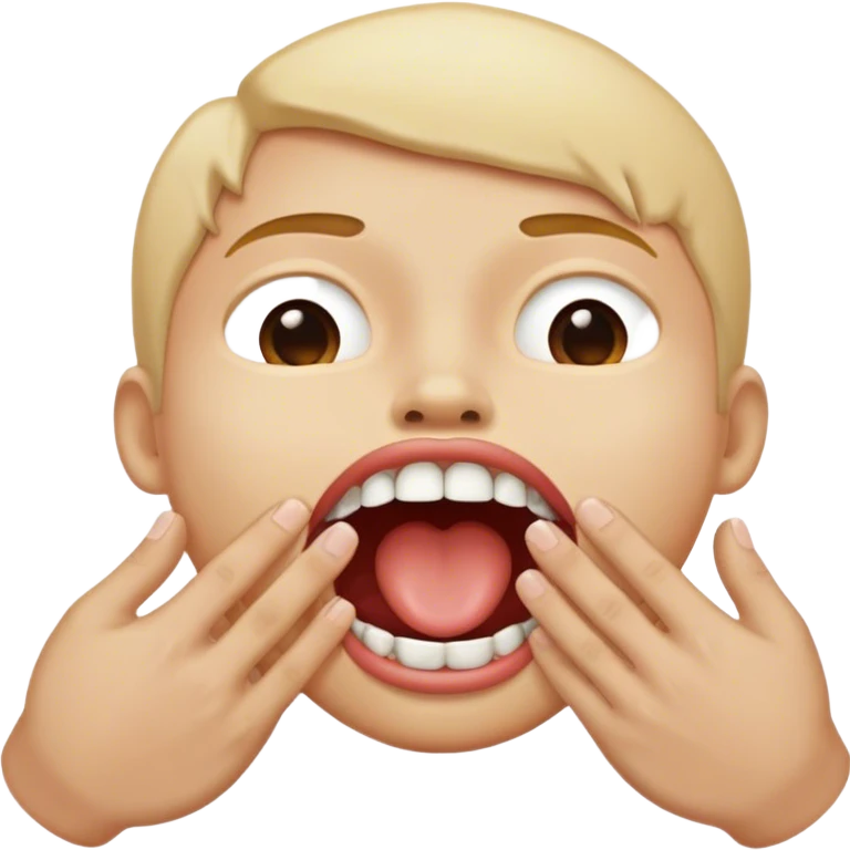 Mouth with hands coming out of the mouth from inside the mouth. Arm coming out of the mouth emoji