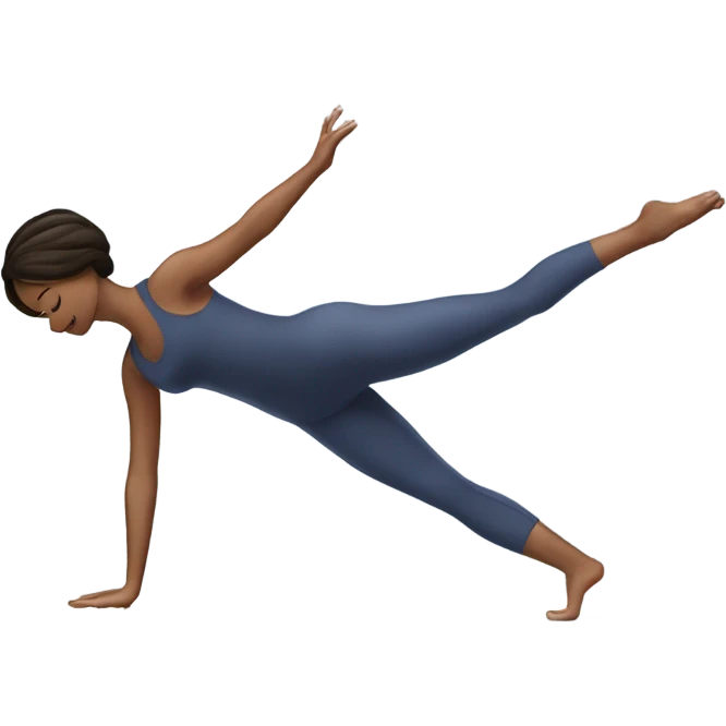 brunette woman with medium-length hair performing a Pilates pose emoji