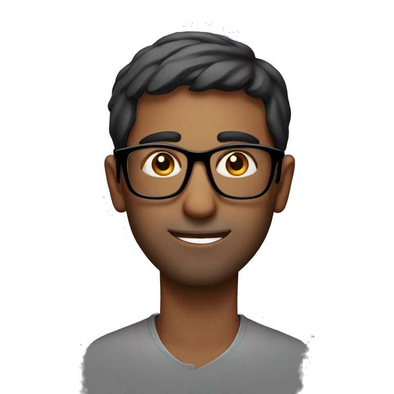 Indian guy with skinny face with glasses  emoji