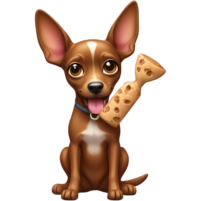 miniature pincher holding a treat emoji