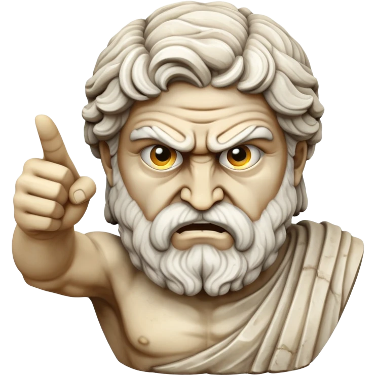 Create a greek statue point at the front with angry fave emoji
