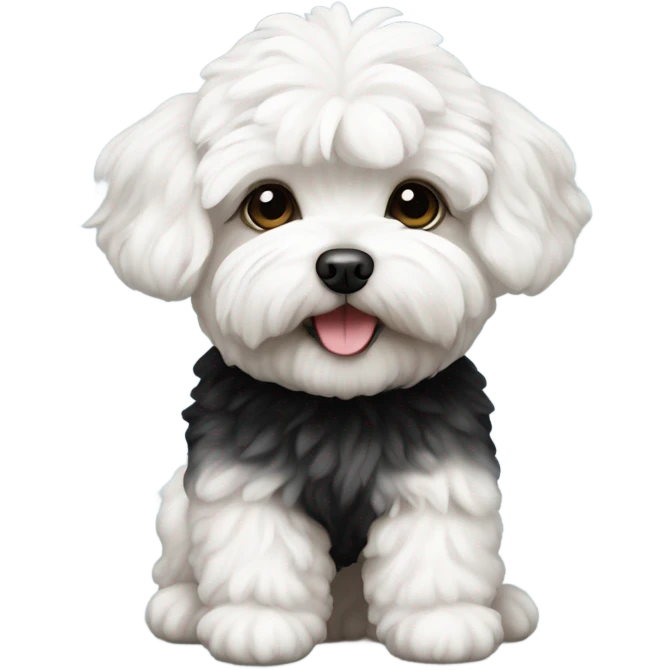 Dog maltipoo black/white fur sitting emoji