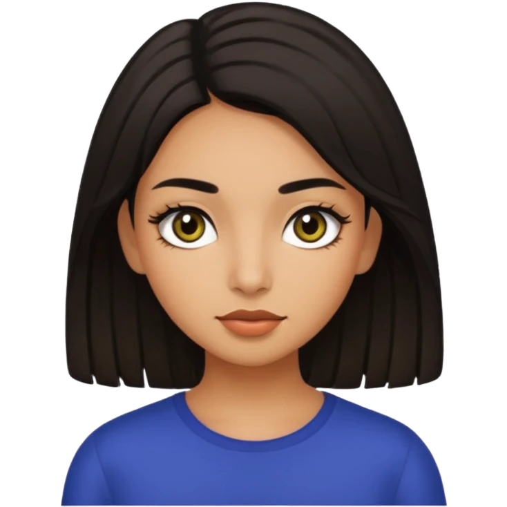 girl with olive skin dark medium hair  eyes long lashes  emoji