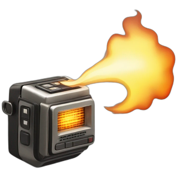 retro beeper on fire emoji