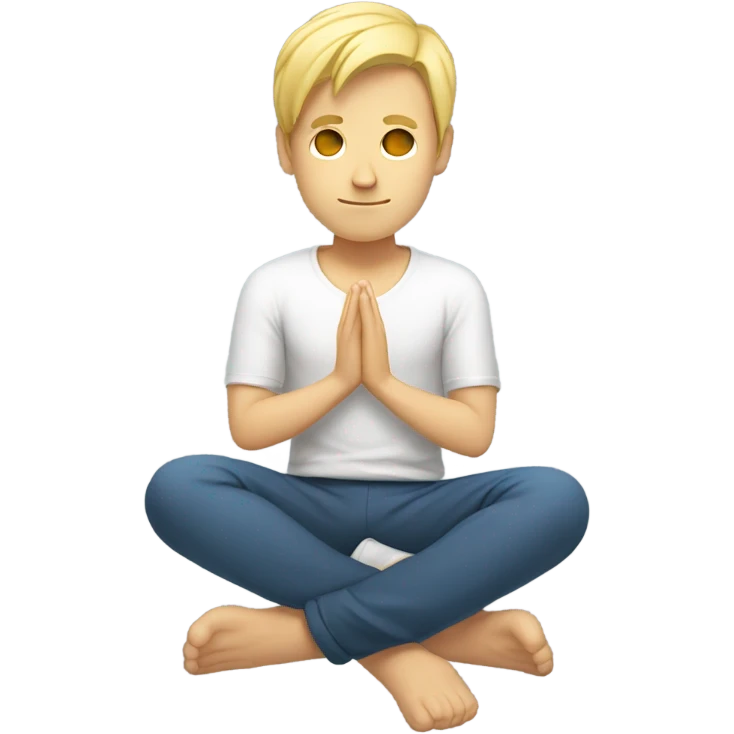 A man with blonde hair practicing yoga in the lotus pose, radiating serenity and focus emoji