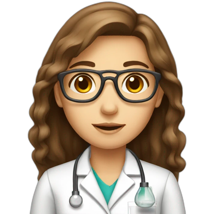 Chemist Lab girl long brown hair emoji