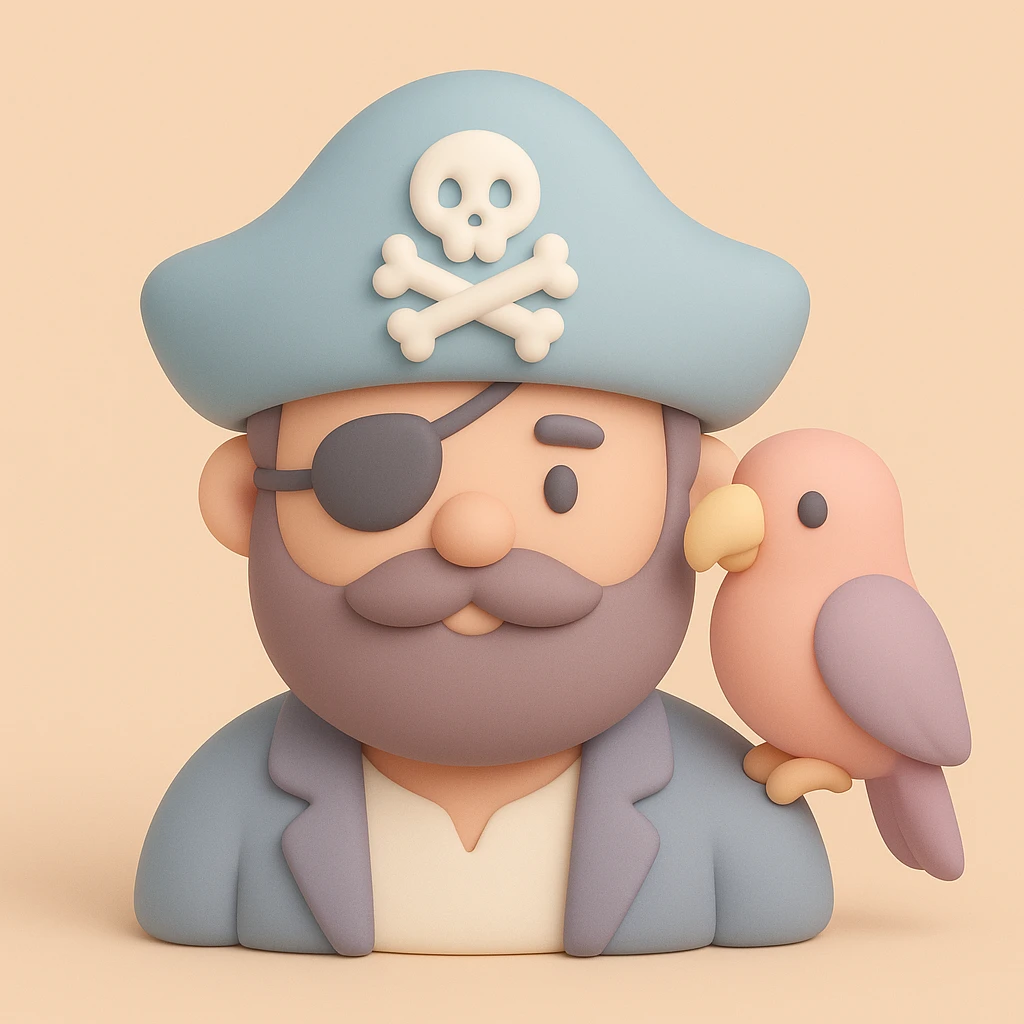 pirate with eye patch and parrot emoji