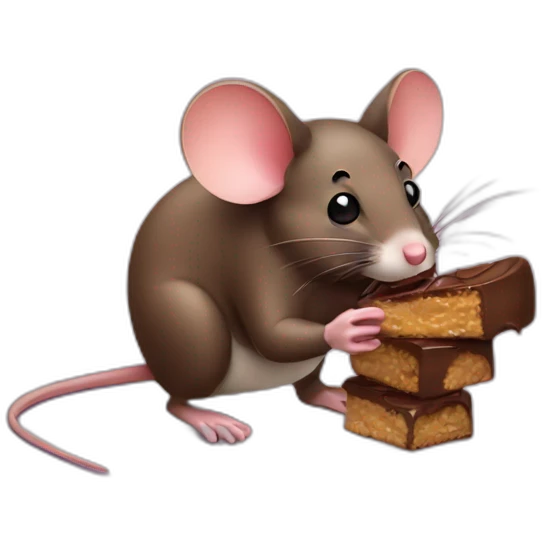 a mouse eating chocolate emoji