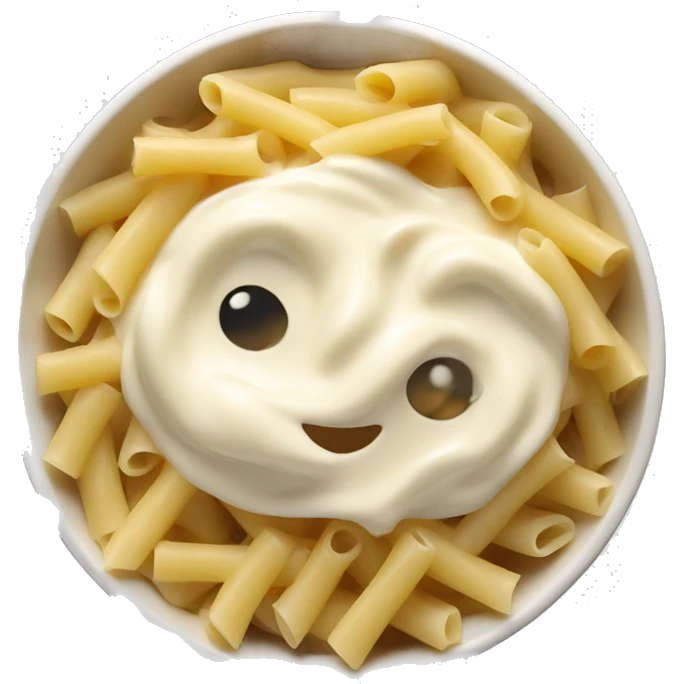 Pasta with creamy white sauce in a bowl emoji
