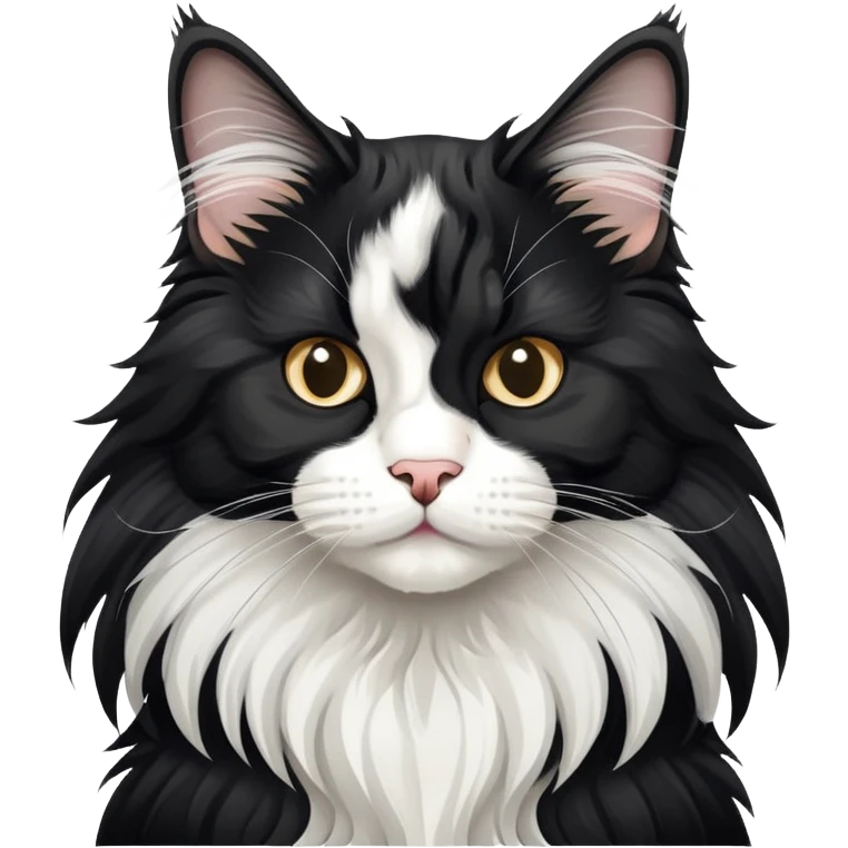 black and white tuxedo maine coon cat emoji