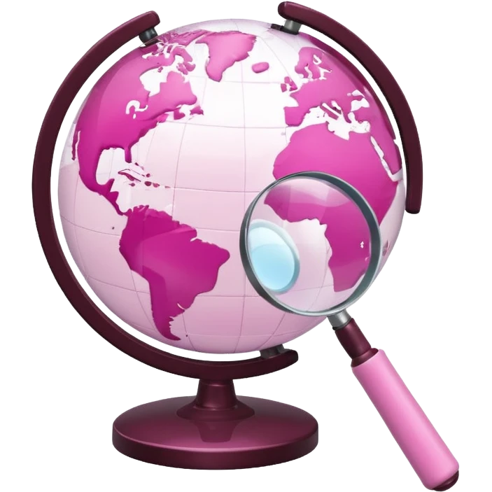 mix light pink dark pink and white girly globe with WWW in big letters under it and a small magnifying glass
It looks like an internet bar icon. emoji