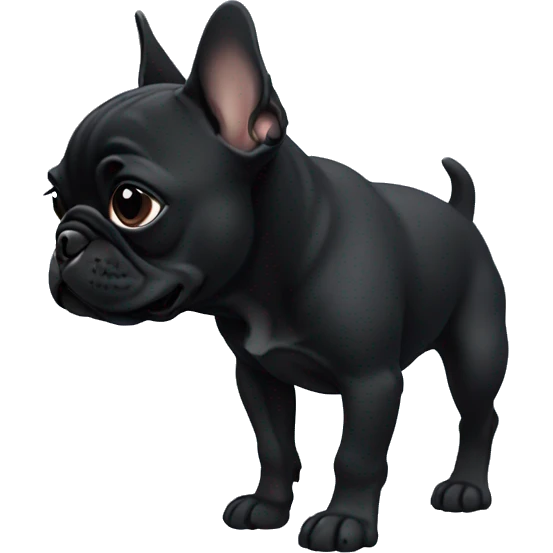Solid black Frenchie pup  emoji