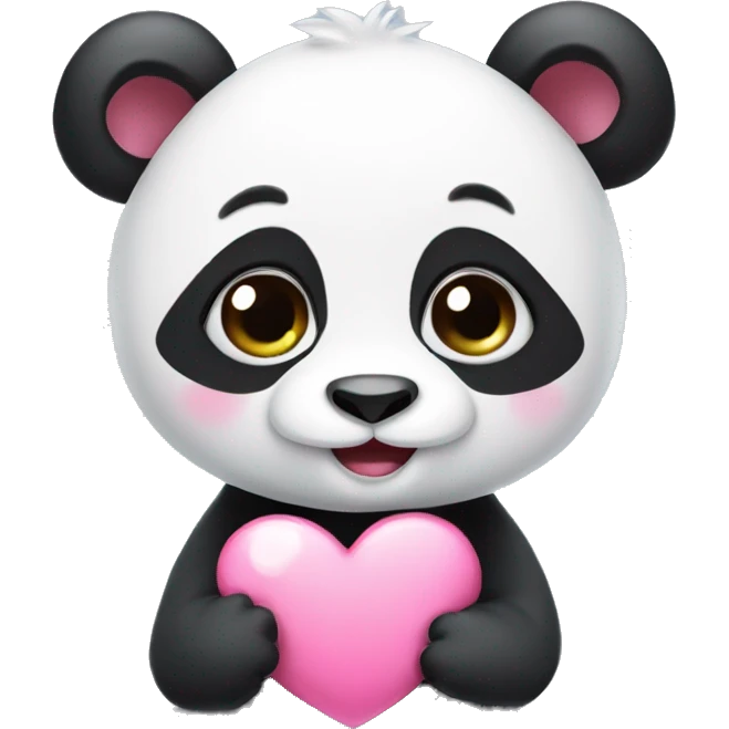 cute panda with pink heart emoji