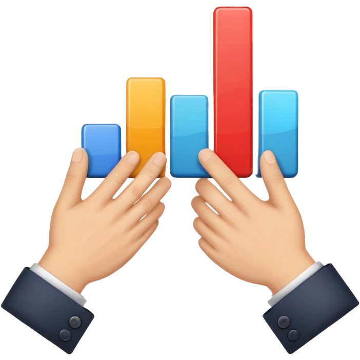 two hands shaking with a bar graph emoji