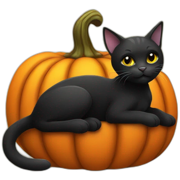 halloween black cat on a pumpkin emoji