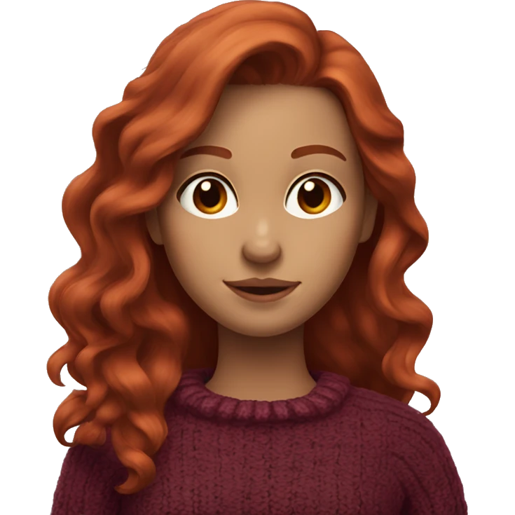 redhead girl with long hair and Dyson styling in a burgundy sweater with rat on her shoulder emoji