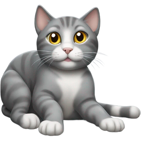 gray cat belly up emoji