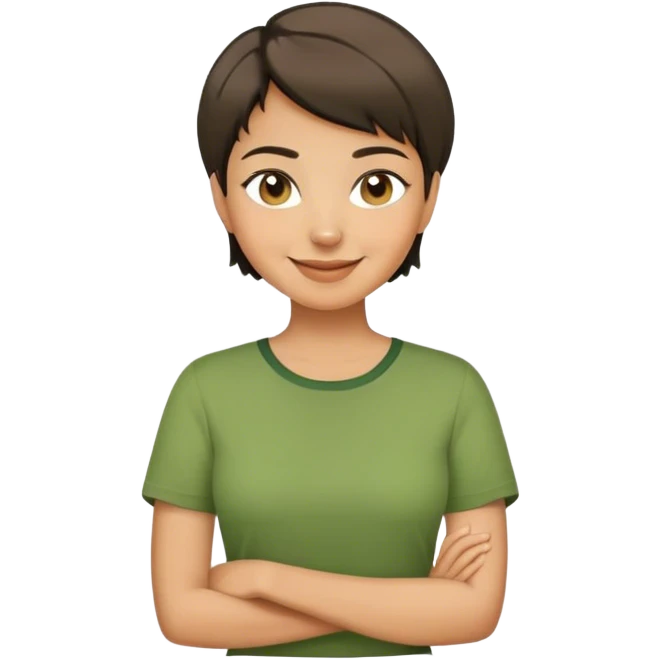 Uma mulher de academia, com cabelo curto e camisa verde nos tons Verdes:
#0B8C43
#0DA643
#16F275
#13F261
Quero ela sorrindo estilo iphone emoji