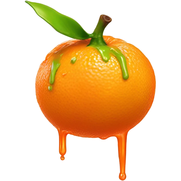Open tangerine with with paint dripping down emoji