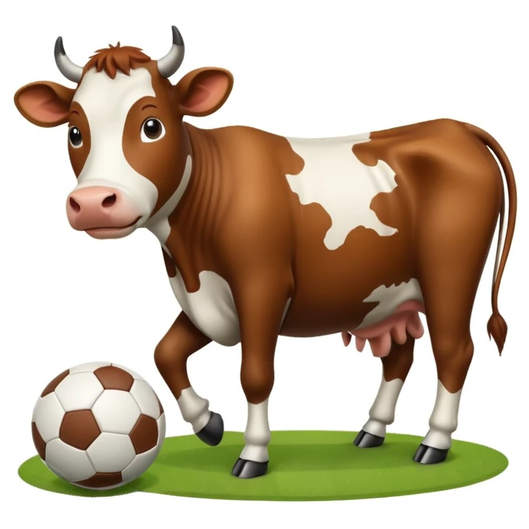 A cow playing football emoji