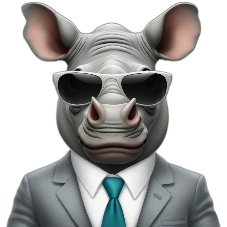 rhino wearing suit and sunglasses emoji