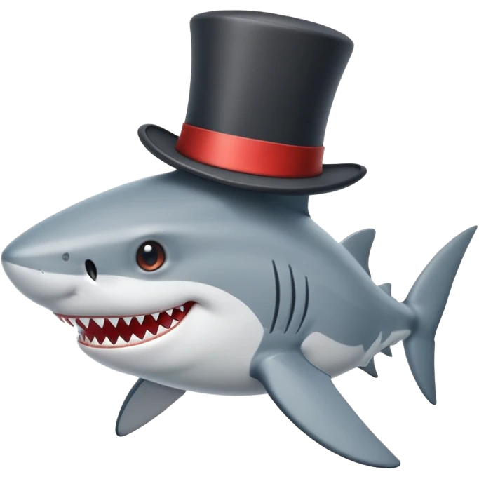 Shark with a top hat emoji