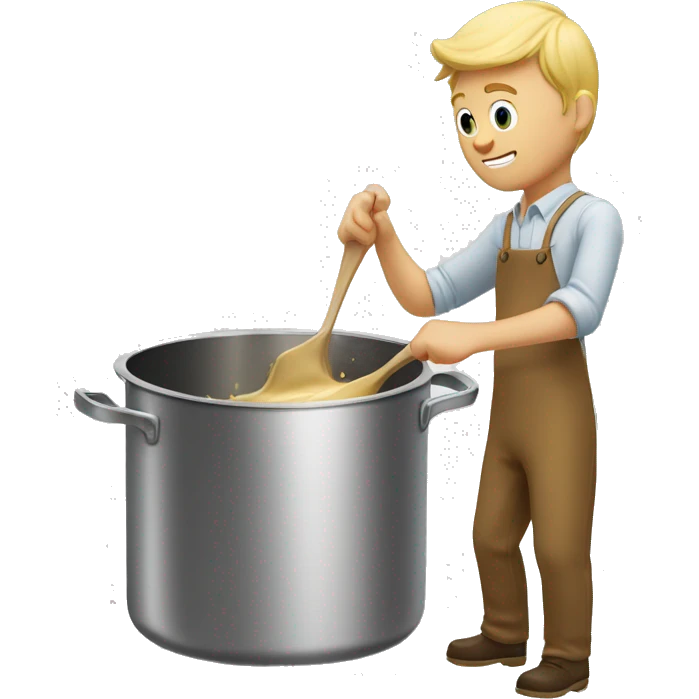 Blonde Male stirring a roux in a stock pot emoji