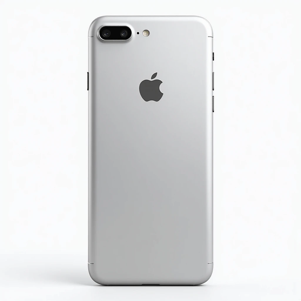Realistic smartphone, back view, silver color, high detail, photorealistic style emoji