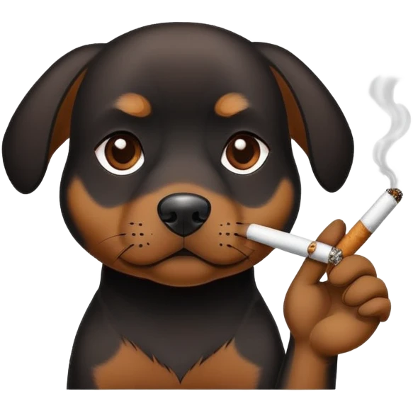 Black and brown dog high smoking emoji
