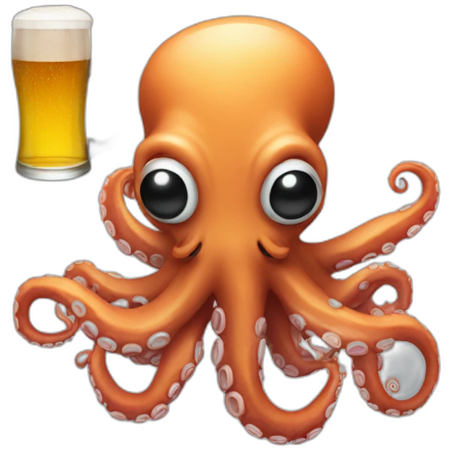 Octopus with a gun and a beer emoji